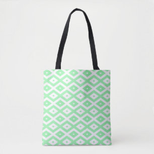 Tote Bag Motif diamant vert et blanc