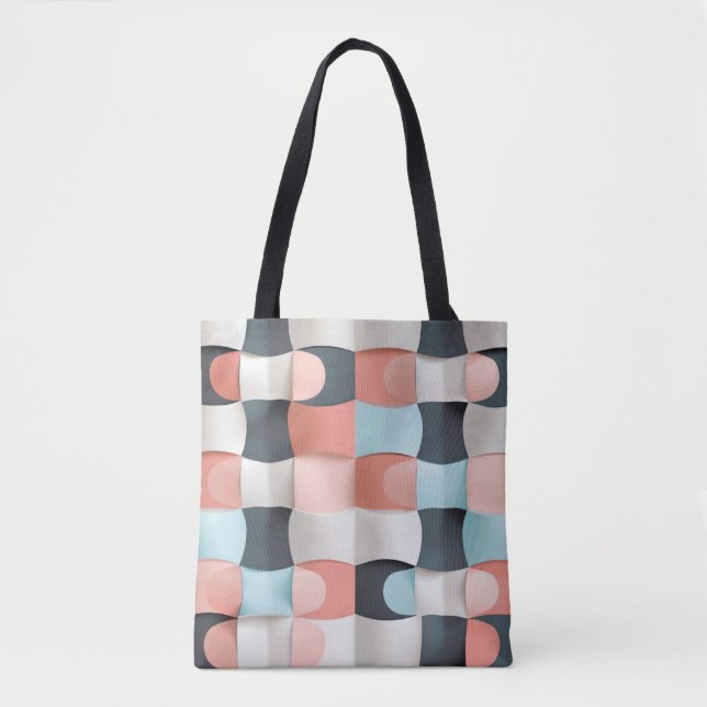 Tote Bag Motif d'illusion géométrique incurvée 3D moderne (Devant)