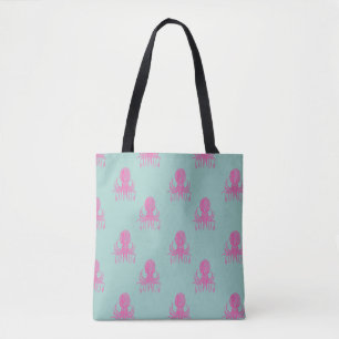 Tote Bag Motif d'illustrations de pieuvres mignonnes Aqua e