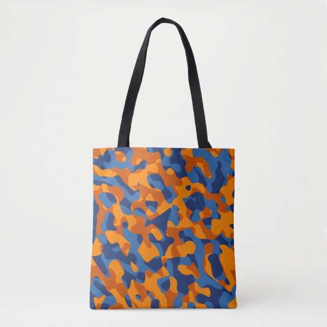 Tote Bag Motif d'impression du camouflage bleu orange (Devant)