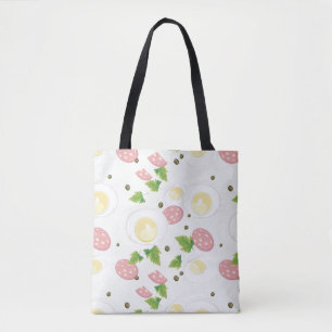 Tote Bag Motif d'oeufs et de saucisse