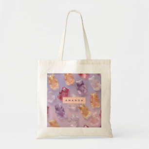 Tote Bag Motif d'ours de gomme coloré personnalisé