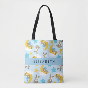 Tote Bag Motif D'Ours, Nounours, Étoiles, Votre Nom