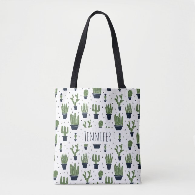 Tote Bag Motif du désert de cactus foncé rustique (Devant)