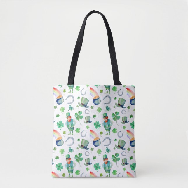 Tote Bag Motif du jour de St Patrick d'aquarelle (Devant)