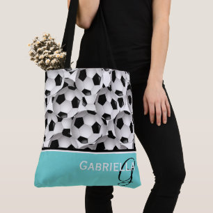 Tote Bag Motif du Monogramme Black Soccer Ball