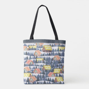 Tote Bag Motif du village de Noël enneigé