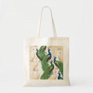 Tote Bag Motif élégant de paon bleu et blanc