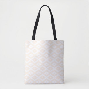 Tote Bag Motif en diamant beige et blanc