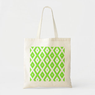 Tote Bag Motif en diamant vert et blanc