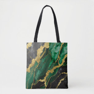 Tote Bag Motif en marbre vert avec or