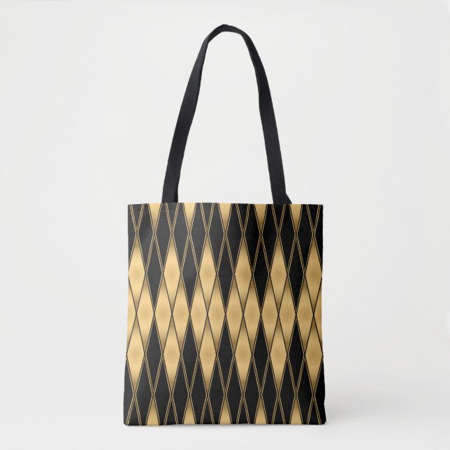 Tote Bag Motif en or et en noir (Devant)