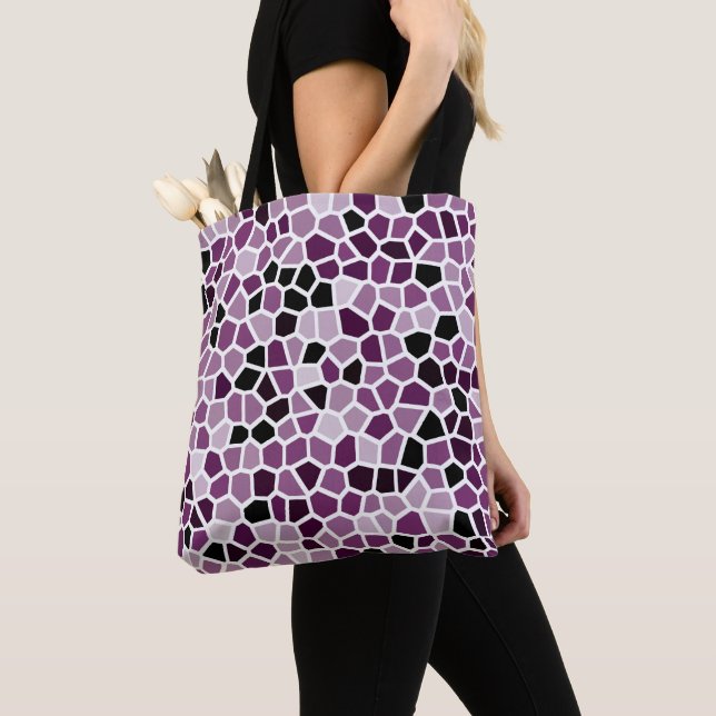Tote Bag Motif en verre rose Magenta violet (De près)