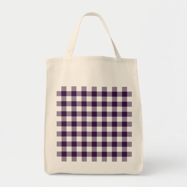 Tote Bag Motif En vichy violet et blanc (Devant)