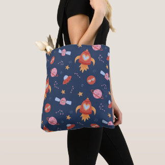 Tote Bag Motif Espace Enfants avec Fusées & Planètes