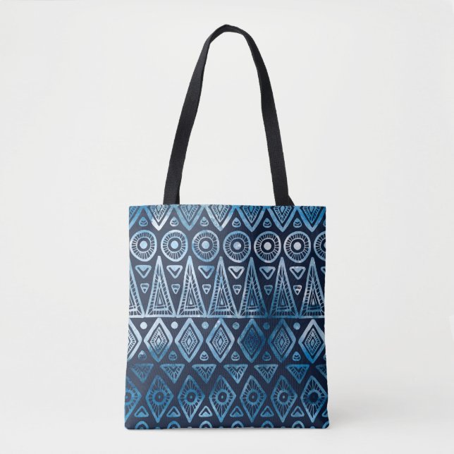 Tote Bag Motif ethnique bleu classique (Devant)