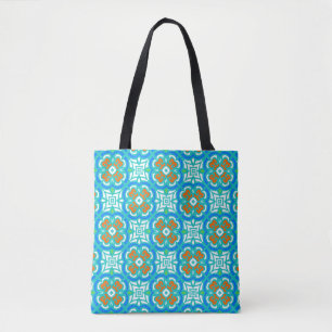 Tote Bag Motif ethnique turquoise