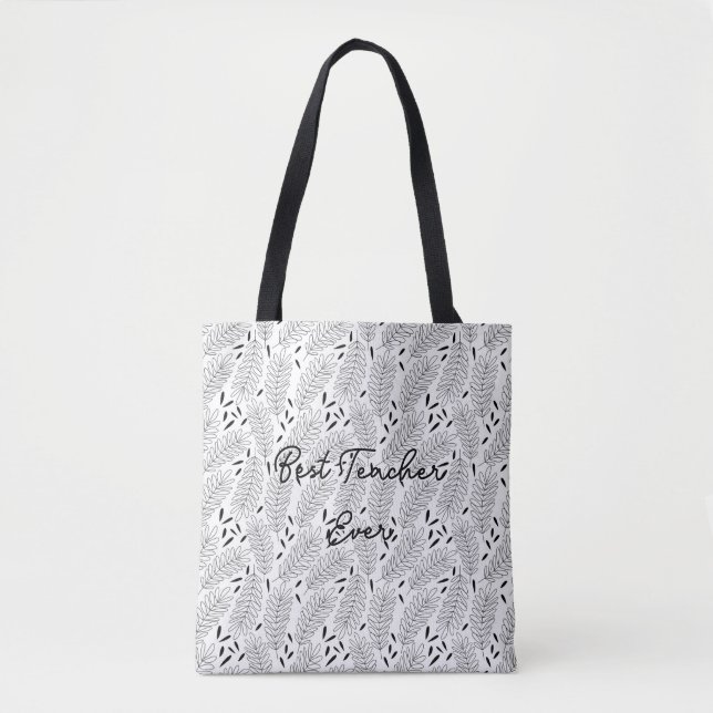 Tote Bag Motif feuille meilleur enseignant jamais (Devant)