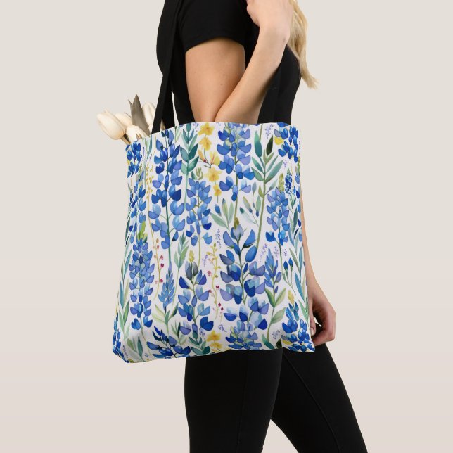 Tote Bag Motif Fleur sauvage du Texas Bluebonnet (De près)