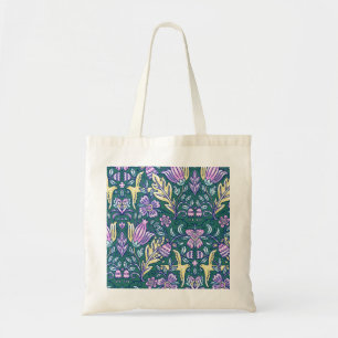 Tote Bag Motif Fleurs et Oiseaux de Style Antique