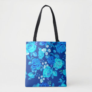 Tote Bag Motif Fleurs Rose Bleue Classique-87600