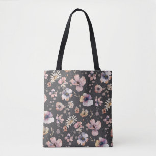 Tote Bag Motif Fleurs Sauvages Aquarelle Bohème Triste