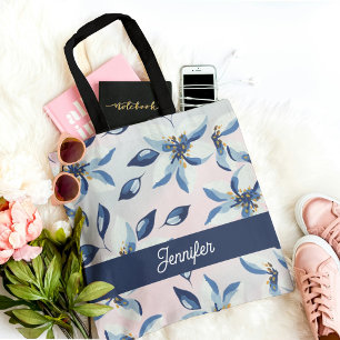 Tote Bag Motif floral bleu classique Tendance 