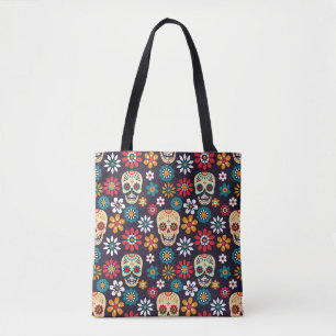 Tote Bag Motif floral crâne rouge