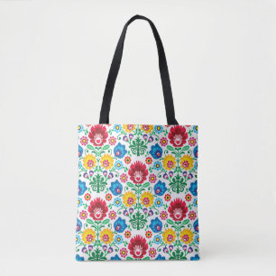 Tote Bag Motif floral d'art populaire de coeur