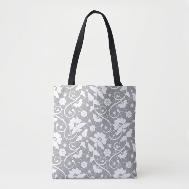 Tote Bag Motif floral de dentelle (Devant)