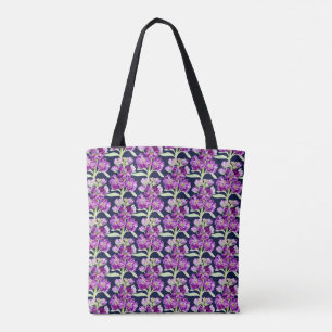 Tote Bag Motif floral de fleurs d'aquarelle violette stock