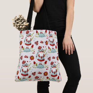 Tote Bag Motif floral de gnome scandinave mignon