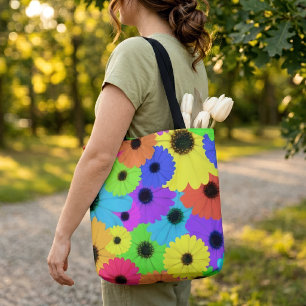 Tote Bag Motif floral de marguerite psychédélique coloré
