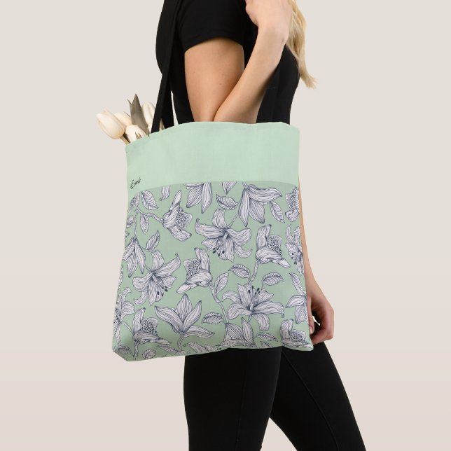 Tote Bag Motif Floral De Sage Personnalisé (De près)