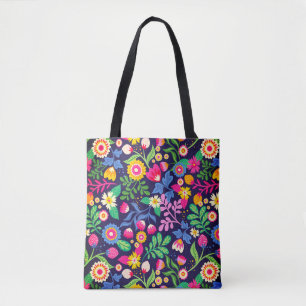 Tote Bag Motif floral exotique peint à la main