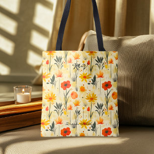 Tote Bag Motif floral léger – Fleur botanique fraîche
