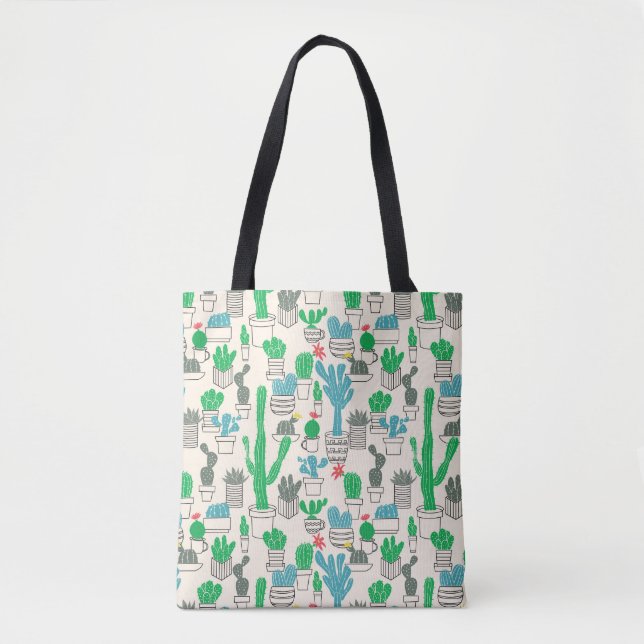 Tote Bag Motif floral naturel mignon de cactus (Devant)