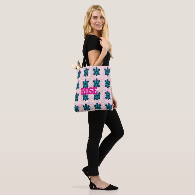 Tote Bag Motif floral personnalisé de tortue tropicale sans (Sur le modèle)