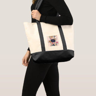 Tote Bag Motif floral rétro rose poudré