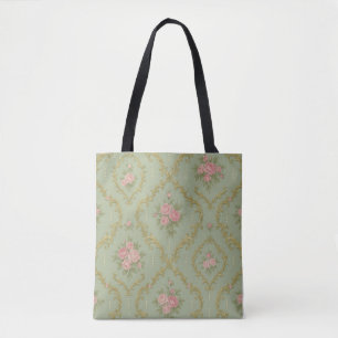 Tote Bag Motif floral Rococo élégant dans des pastels doux