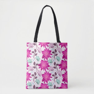 Tote Bag Motif floral rose vibrant Fleurs modernes audaci