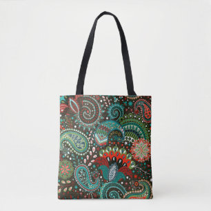 Tote Bag Motif Floral sans soudure avec éléments cachemire