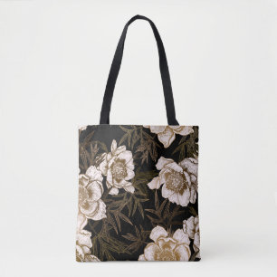 Tote Bag Motif floral sans soudure. Jardin fleurs pivoines