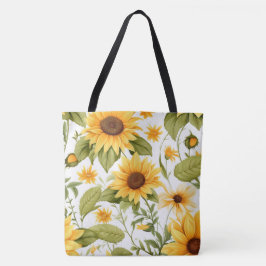 Tote Bag Motif floral, soleil et marguerites