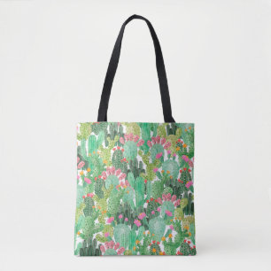 Tote Bag Motif fluide cactus aquarelle
