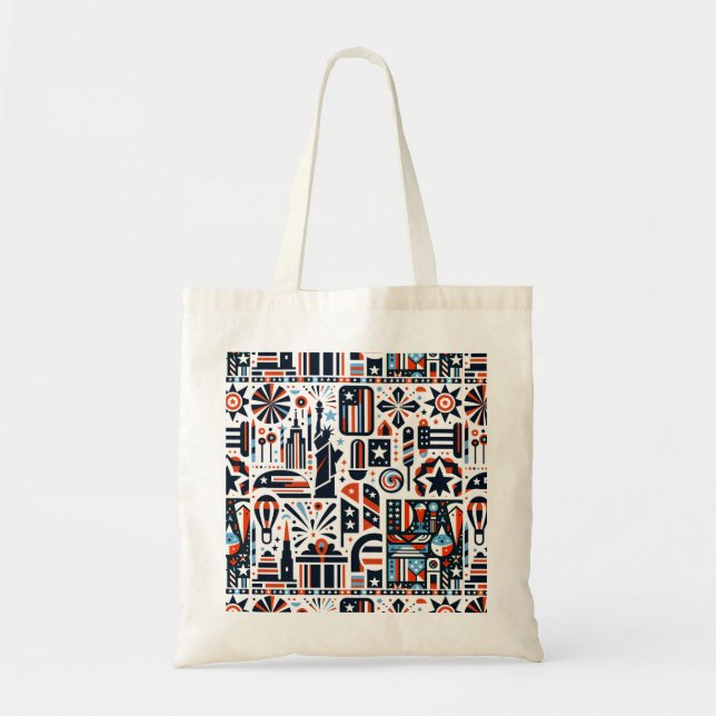Tote Bag Motif Génératif du 4 Juillet (Devant)