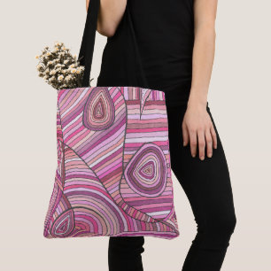 Tote Bag Motif géométrique abstrait rose avec des lignes co