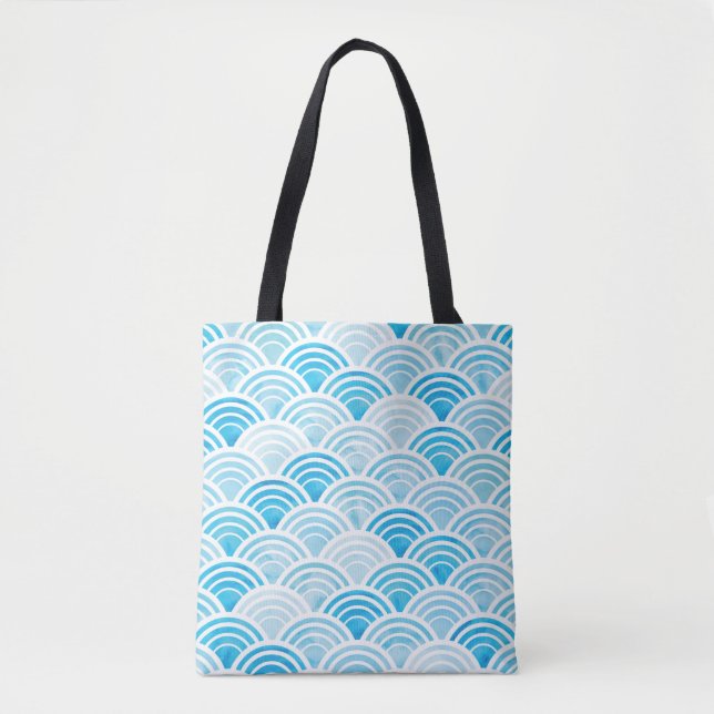 Tote Bag Motif géométrique Abstrait transparent avec eau bl (Devant)