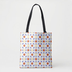 Tote Bag Motif géométrique de fleur au néon d'art popula