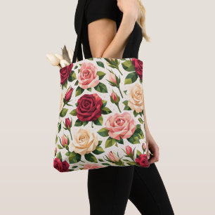 Tote Bag Motif géométrique de rose mignonne rose rouge pêch